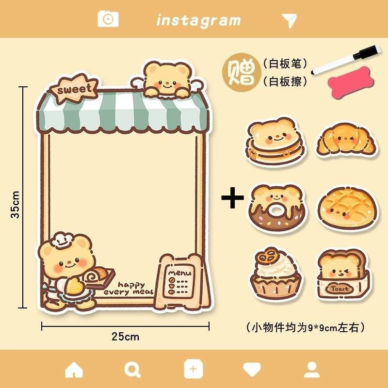 New Product#Cute Animal Fridge Magnets Erasable Magnetic Message Board Cat Bear Cartoon Style12Y