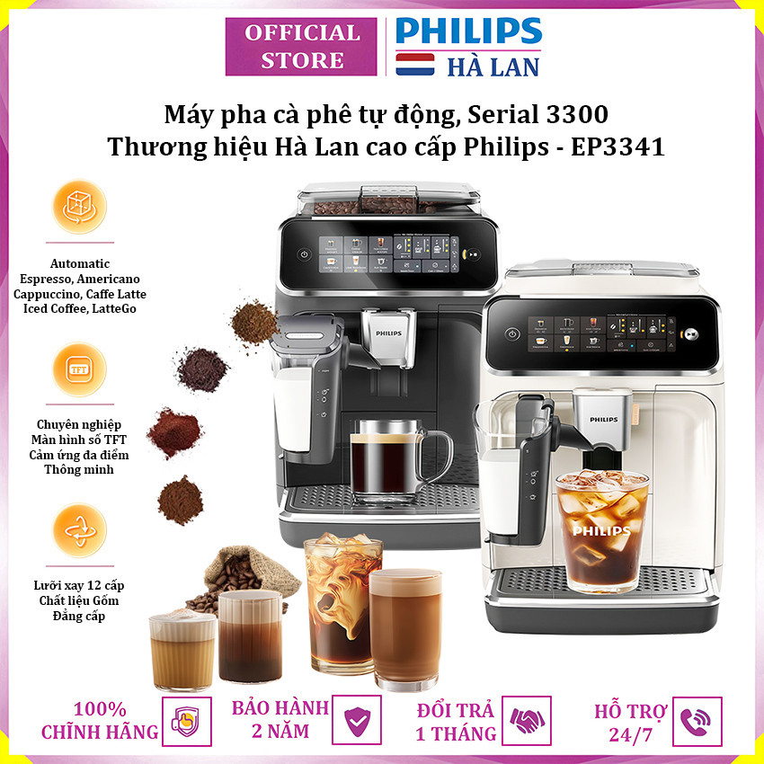 Máy pha cà phê tự động Espresso, Americano, Capuccino, Latte thương hiệu Philips EP3341 - Công suất 