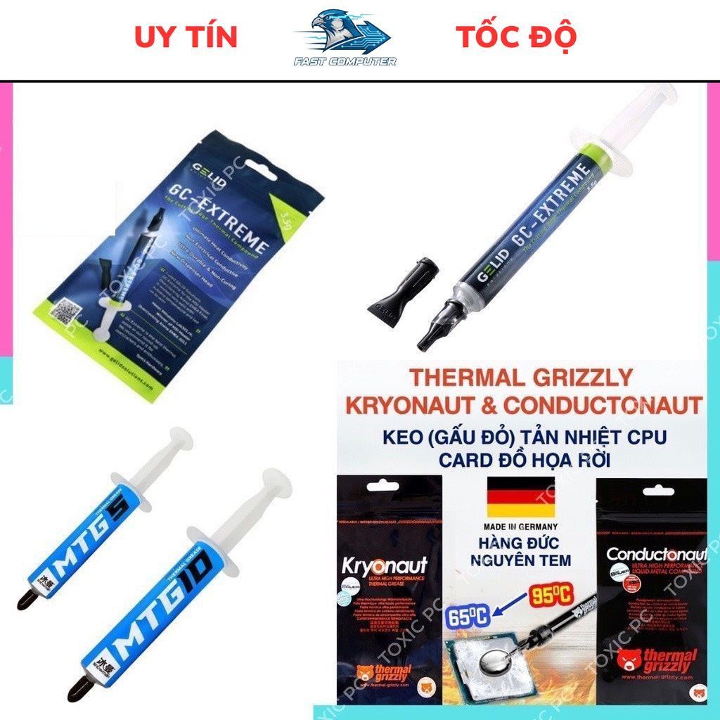 {Siêu Rẻ} Keo tản nhiệt Thermal Grizzly Conductonaut,Kryonaut,SnowMan,GELID GC-Extreme.. kim loại lỏ