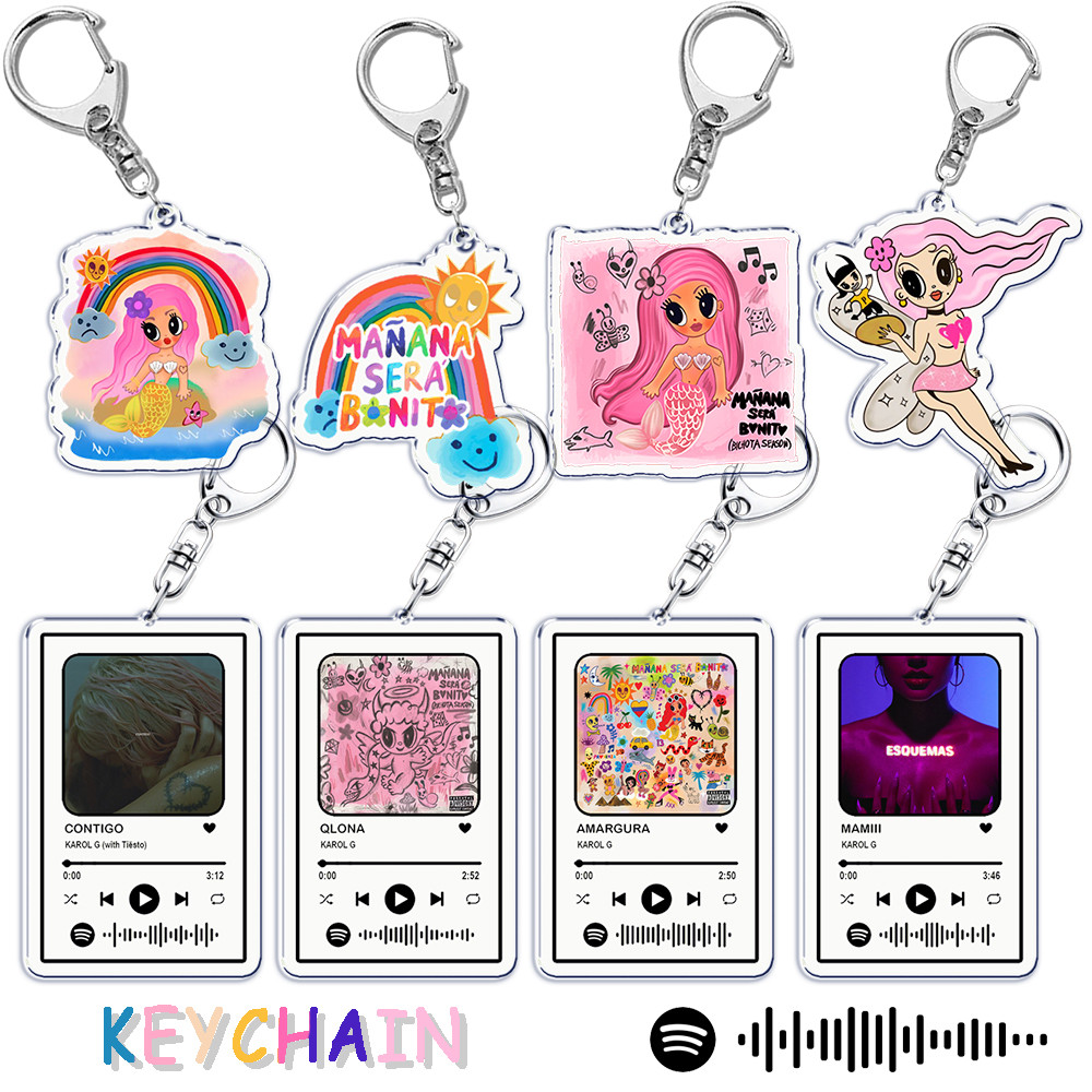 QLONA Cartoon Keychain for Women Bag Accessories Music Bonito Bichota TQG Pendant