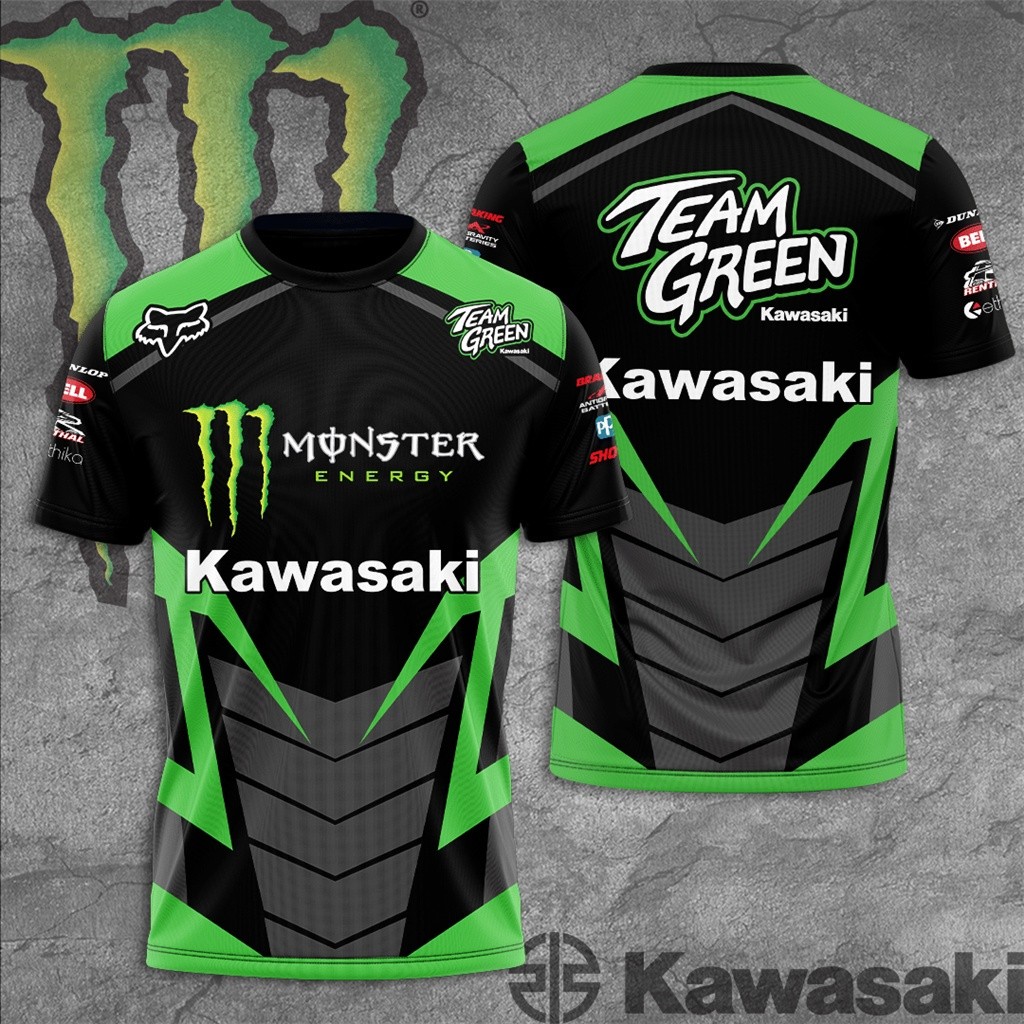 Áo thun mùa hè Nam Xe máy Kawasaki Racing Team Áo thun nữ tay ngắn