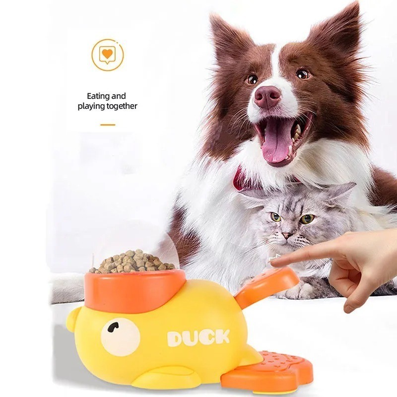 Vịt dễ thương Pet Press Feeder Border Collie Cat IQ Development Toy