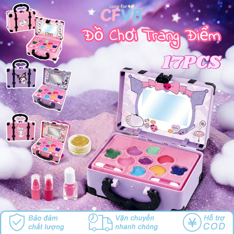 Bộ Đồ Chơi Trang Điểm Cao Cấp Kuromi/Melody/Kitty - Kèm Sơn Móng An Toàn, Chất Liệu An Toàn Dễ Rửa, Lý Tưởng Cho Bé Gái