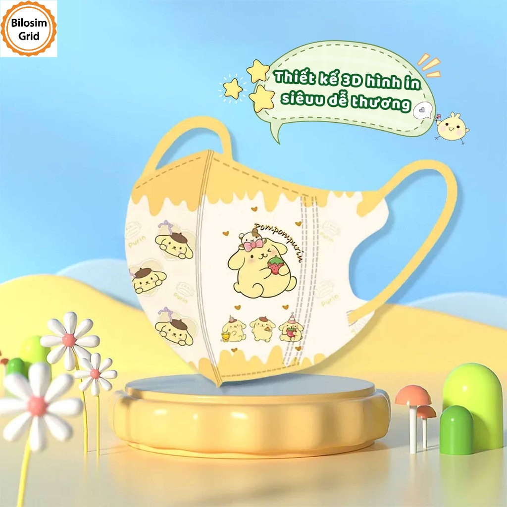 Khẩu trang bảo vệ trẻ em hình hoạt hình, khẩu trang dùng một lần, đóng gói riêng lẻ, dùng được cho cả nam và nữ.