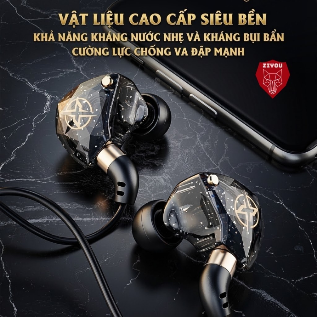 Tai Nghe Nhét Tai ZIYOU X6 Premium, Chống Ồn Cực Tốt, Âm Thanh Super Bass, Tích Hợp Mic Chơi Game