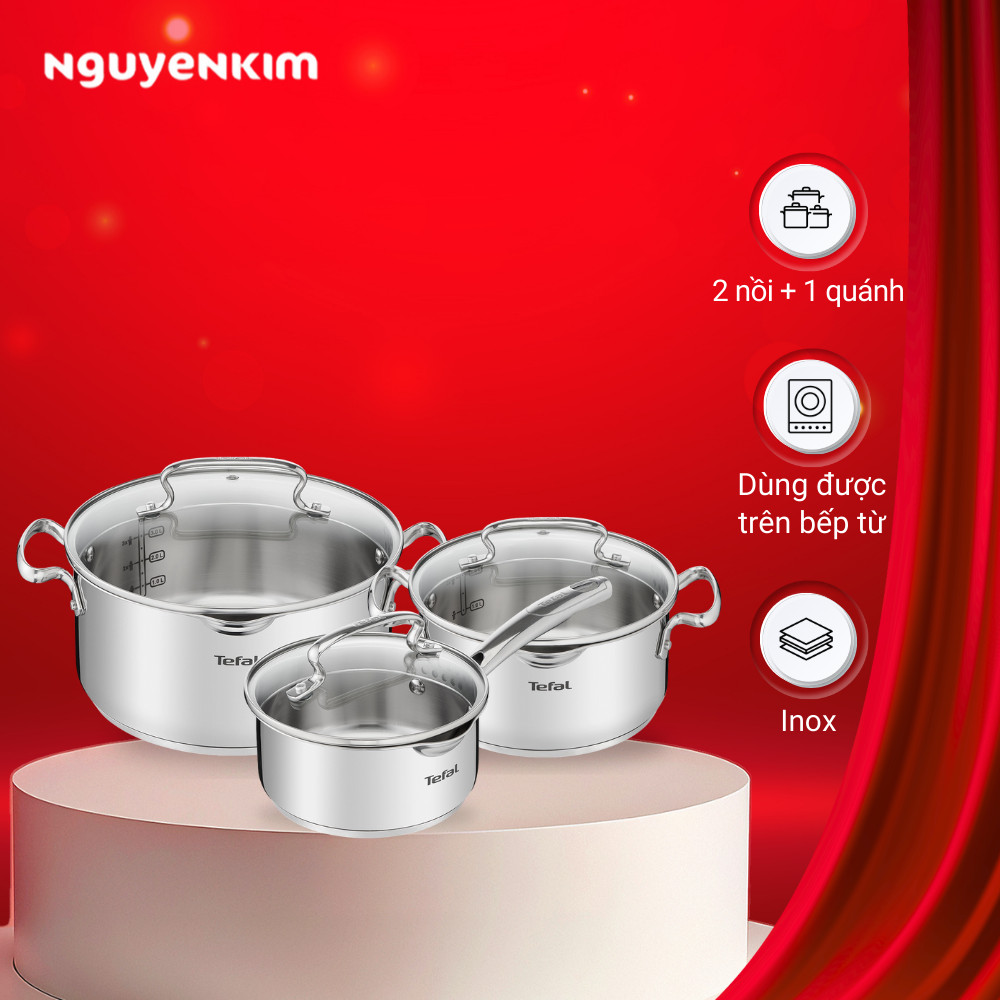 Bộ 3 nồi inox Tefal Duetto Plus G719S674