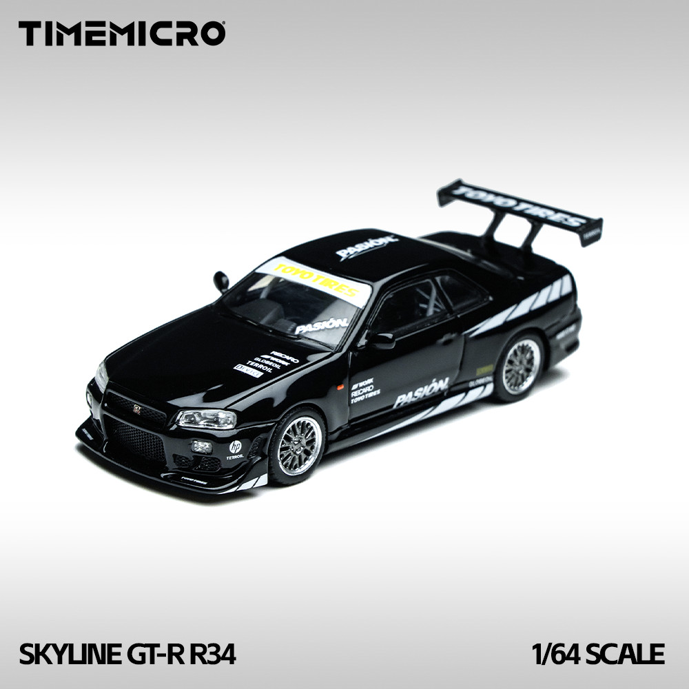 [ORDER] Mô hình xe TIME MICRO 1:64 Skyline GT-R R34 Black Street Black TM800504