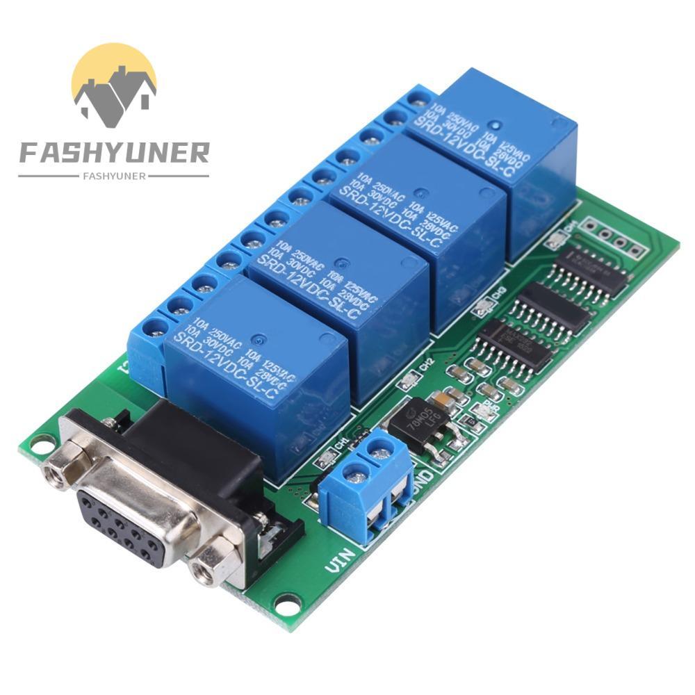 Rơle FASHYUNER RS232, Cổng nối tiếp RS232 Rơle 4Ch, Bảng điều khiển Giao diện DB9 DB9 DB9 RS232 Rơle