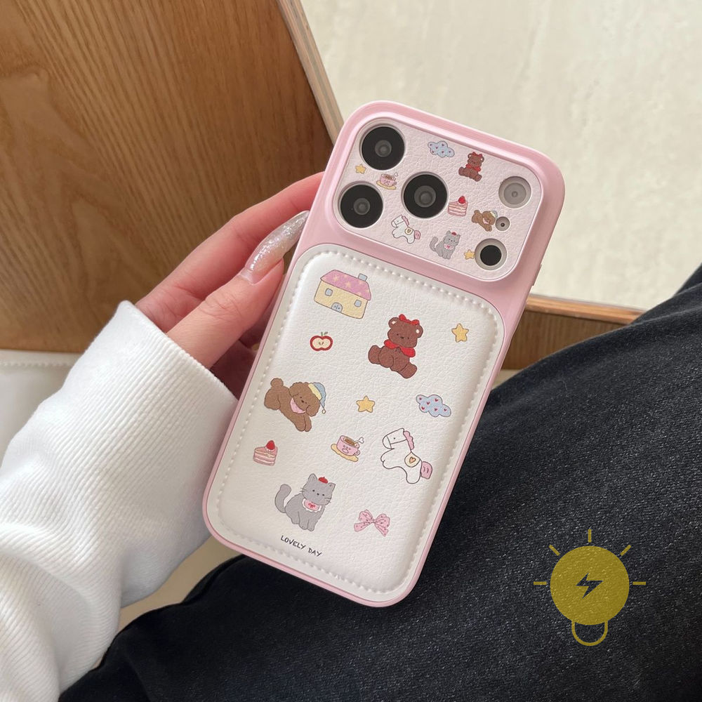 Phone Case For iPhone 17 Pro Max 16 15 14 13 TPU Cartoon Animal House PU Aesthetic Korean Cute