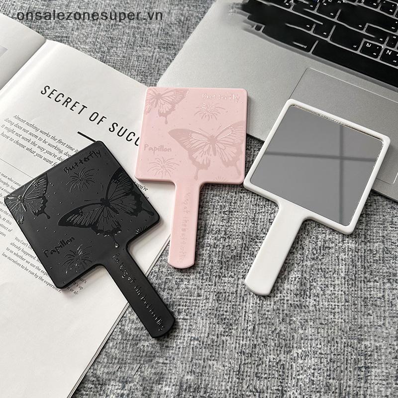 Ons Vintage Vuông Bướm Cầm Tay Vanity Mirror ABS Gương Trang Điểm Dụng Cụ Mỹ Phẩm Tại