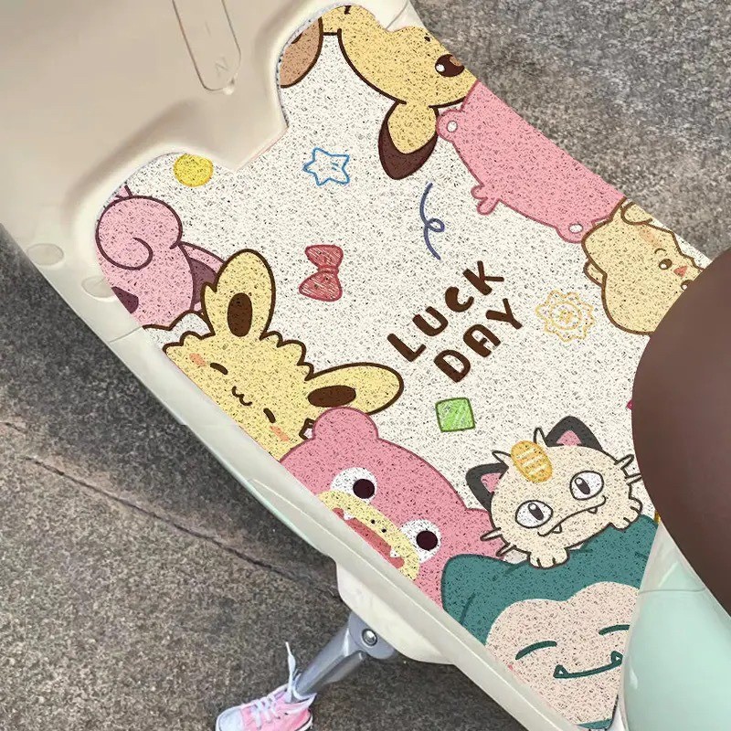 baoluan#Universal Cartoon Wire Loop Foot Mat for Electric Bikes, Waterproof, Dustproof, Non-Slip, El