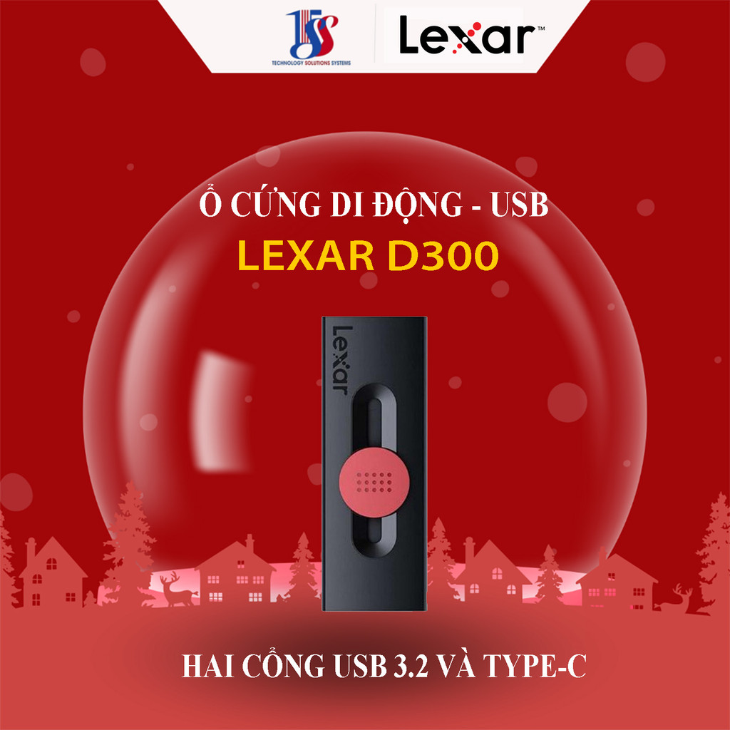Ổ CỨNG DI ĐỘNG (USB) Lexar JumpDrive D300 32GB/64GB/128GB/256GB 2 đầu kết nối USB 3.2 và Type -C