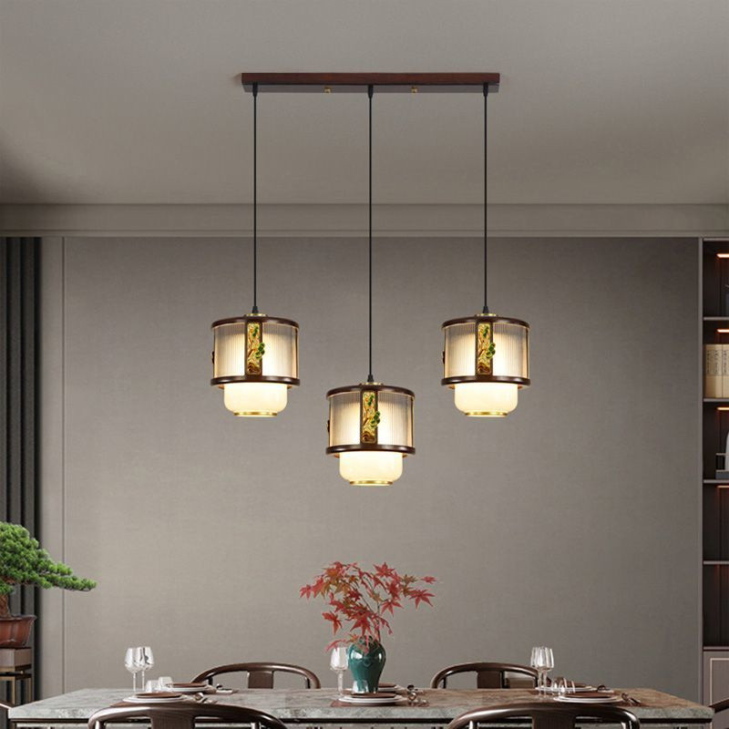 DJ03-DJ03-Đèn chùm phong cách Trung Quốc mới, đèn cầu thang hở, đèn vintage xoay, đèn chùm dài