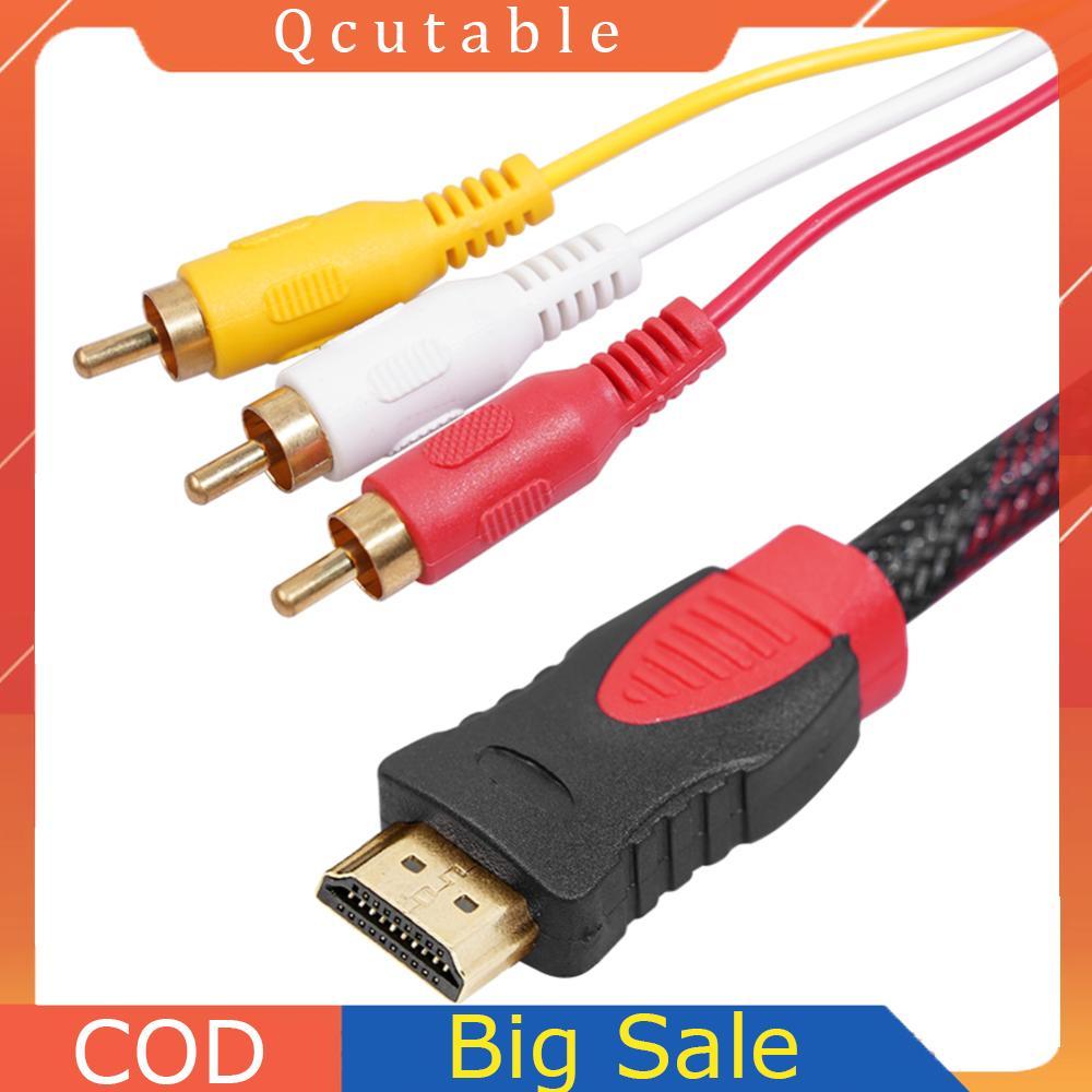 HDTV Male to 3RCA Audio Video AV Cable Cord Adapter hoặc TV Set-Box DVD Laptop