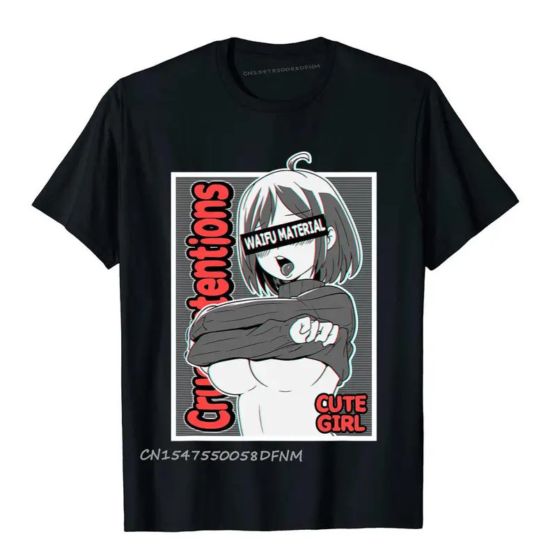 Áo thun nam Ahegao Anime Girl Pattern Ecchi Thiết kế độc đáo Quần áo Cotton cao cấp Cool Manga