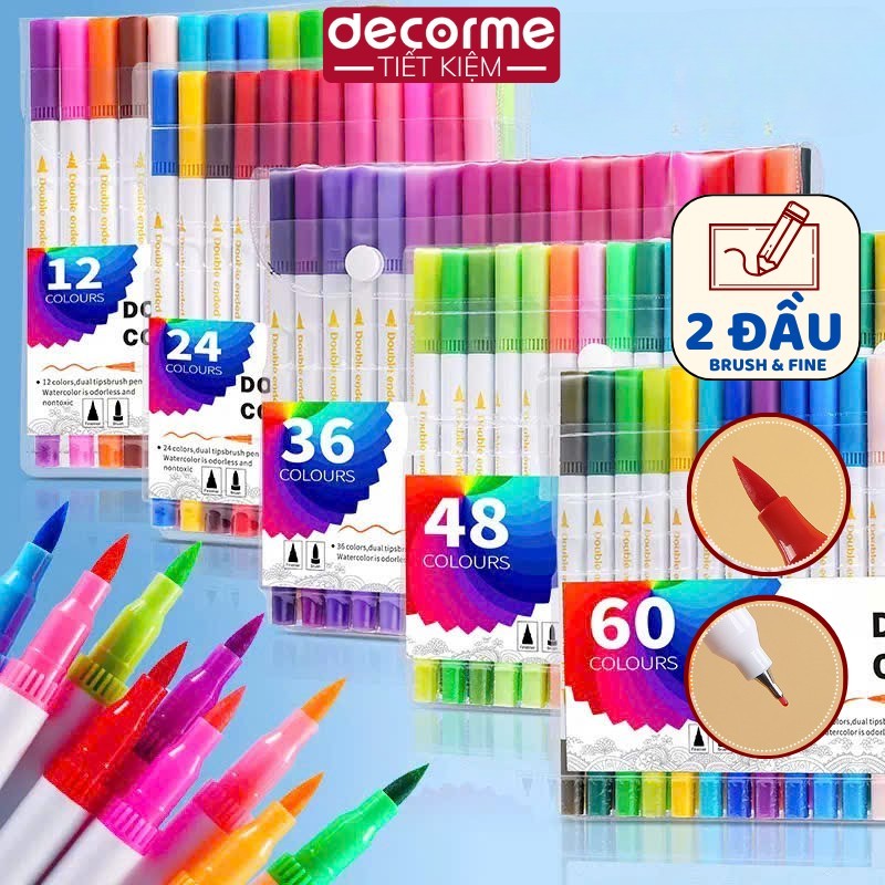Bút brush fineliner viết calligraphy DecorMe bút dual tip brush pen 2 đầu đa năng trang trí sổ, bull