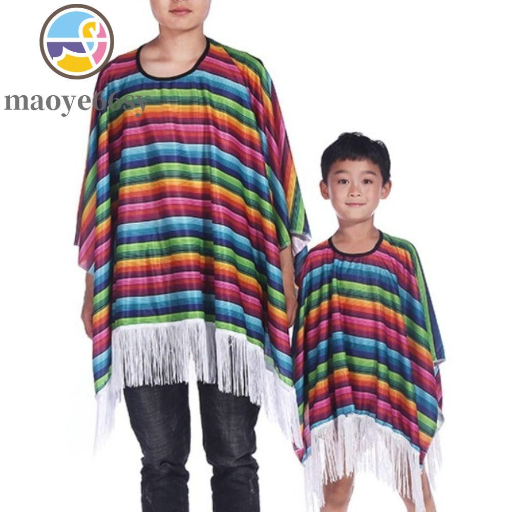 MAOYE66SY Trang phục Mexico, Áo choàng dân tộc Cosplay Phong cách Mexico Áo choàng, Lễ hội Trang phụ