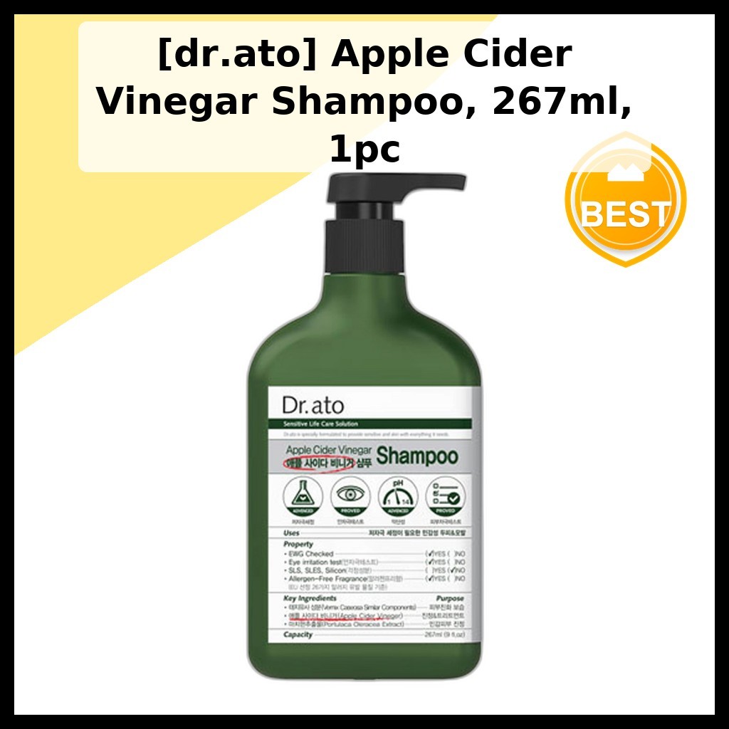 [dr.ato] Dầu gội giấm Apple Cider, 267ml, 1pc / Dầu gội Apple Cider Hàn Quốc / Công thức làm sáng da