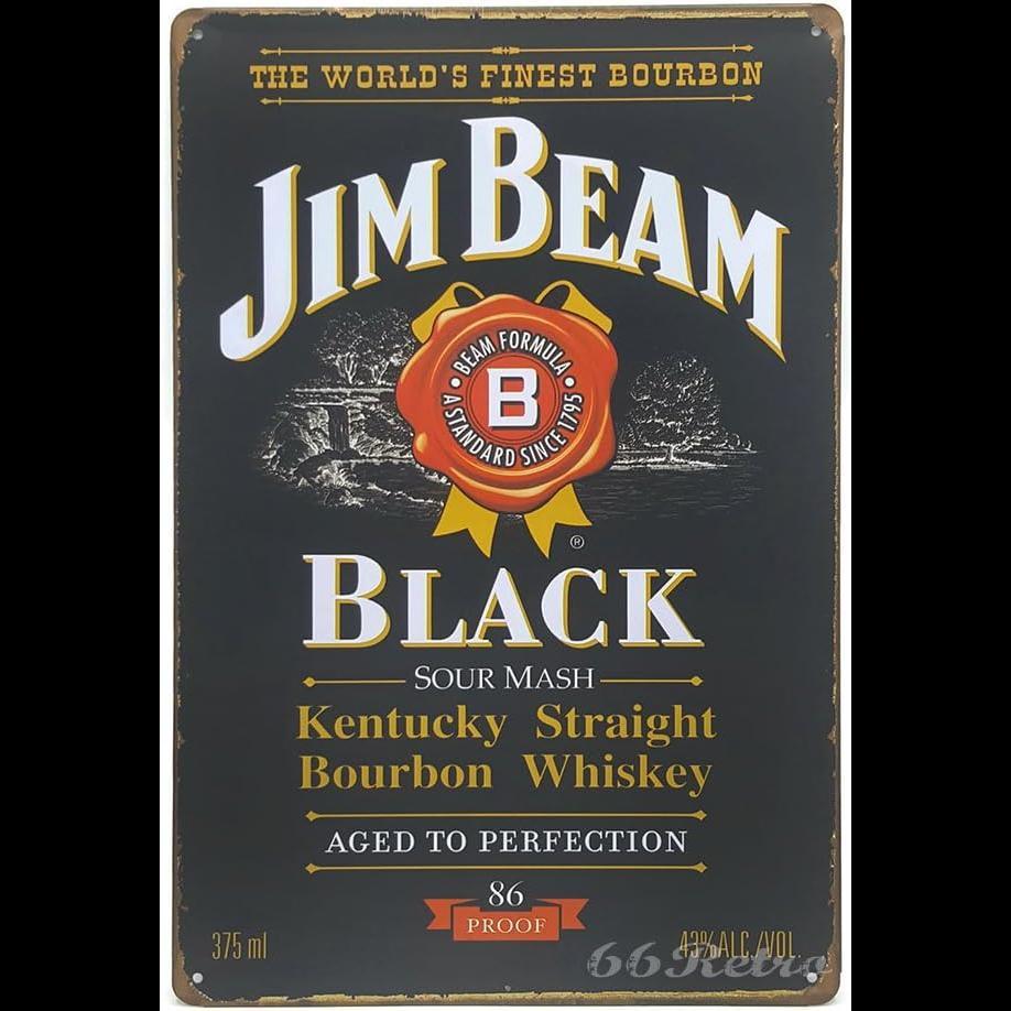 Jim Beam Black Whisky Kim Loại Tín Hiệu Phong Cách Vintage Trang Trí Tường Cho Quán Cà Phê Và Gia Đì