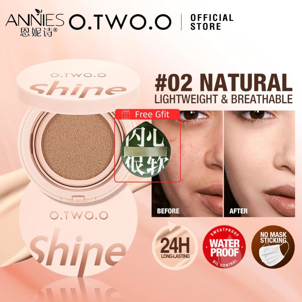 ♕ 【Quà tặng】 Kem nền BB dạng cushion o.two.o che phủ toàn diện, làm sáng da tự nhiên, dưỡng ẩm, tran