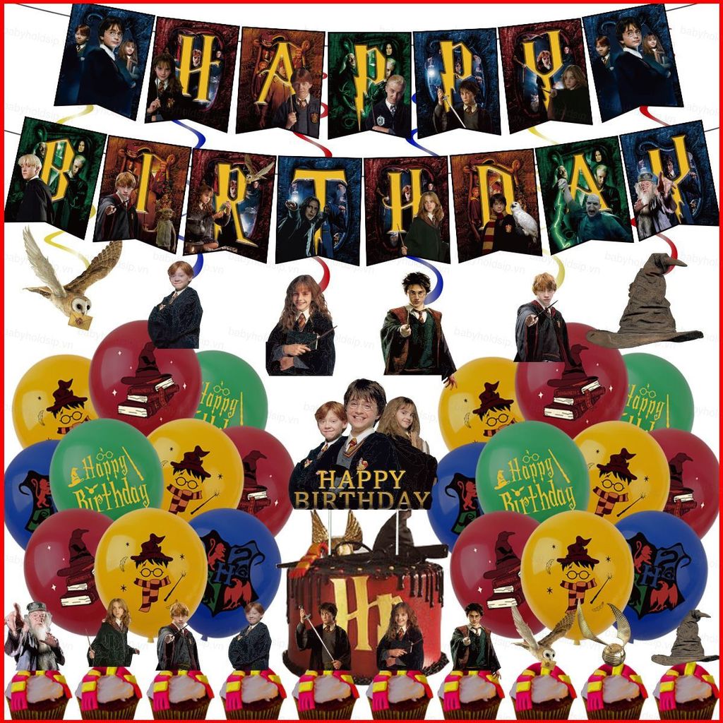 BS1 Harry Potter Chủ Đề Trẻ Em Sinh Nhật Trang Trí Biểu Ngữ Bánh topper Bóng Bộ Cung Cấp SB1