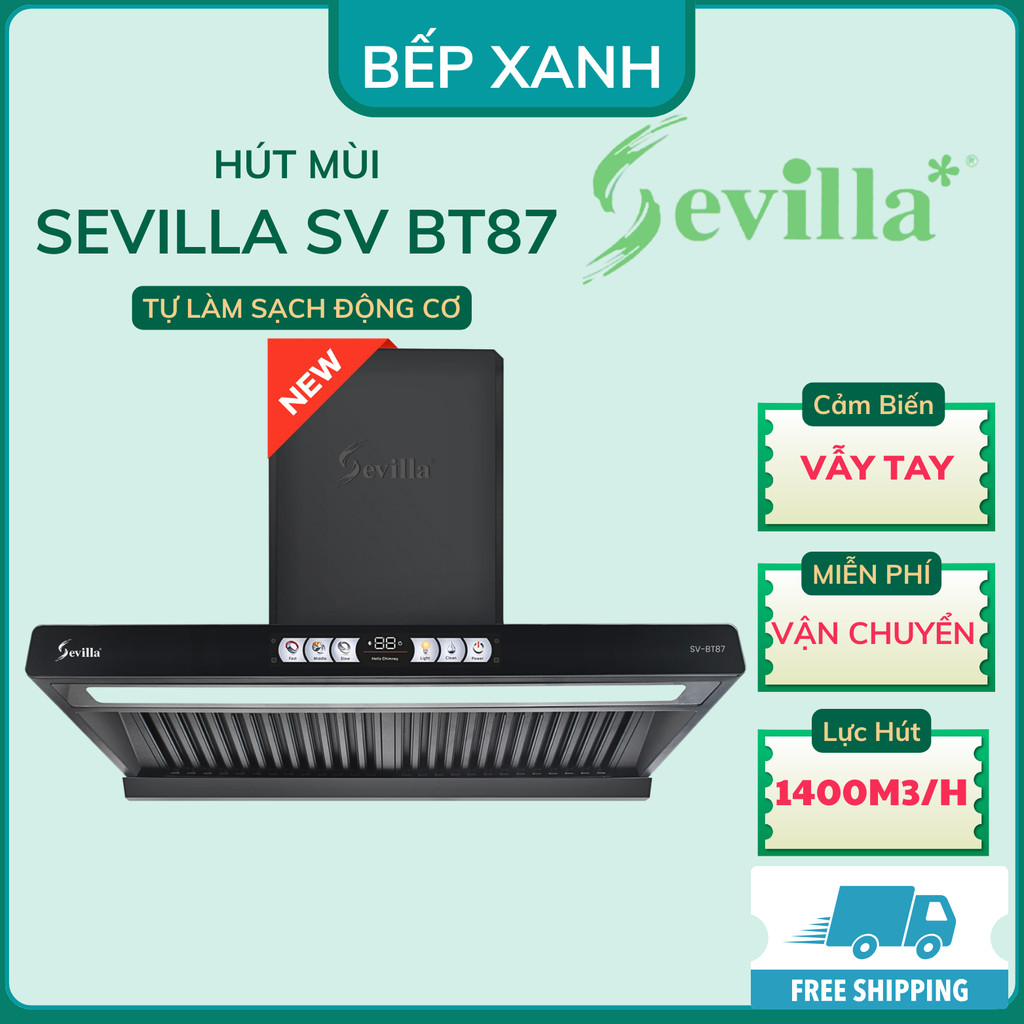 Hút mùi chữ T Sevilla BT87/ chế độ tự làm sạch động cơ / Bảo hành 2 năm chính hãng