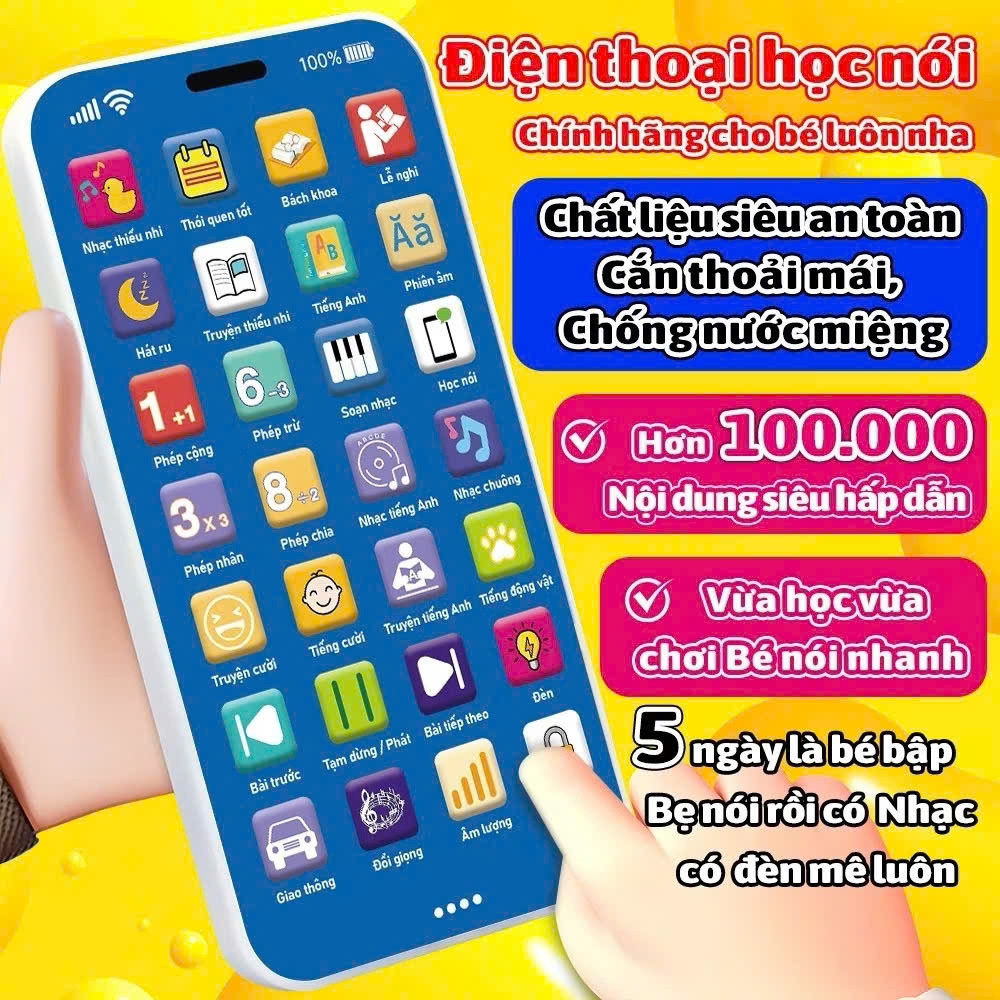 ĐỒ CHƠI ĐIỆN THOẠI IPHONE THÔNG MINH TIẾNG VIỆT KÈM SẠC CHO BÉ VỚI NHIỀU NỘI DUNG GIÁO DỤC / ĐỒ CHƠI