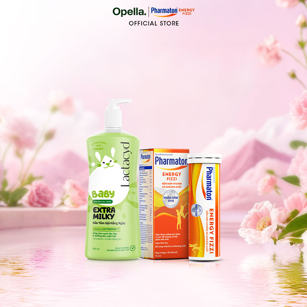 Bộ 1 Sữa Tắm Gội Trẻ Em Lactacyd Milky Size Jumbo 800ml + 1 Thực phẩm bảo vệ sức khỏe Pharmaton Ener
