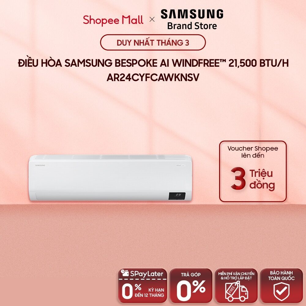 [MIỄN PHÍ VẬN CHUYỂN] Điều Hòa Samsung Bespoke AI WindFree™ 21,500 BTU/h AR24CYFCAWKNSV