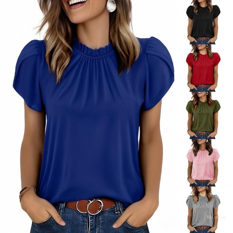 Áo kiểu Bohemian nữ R có tay ngắn giả xù hở lưng kiểu Bohemian