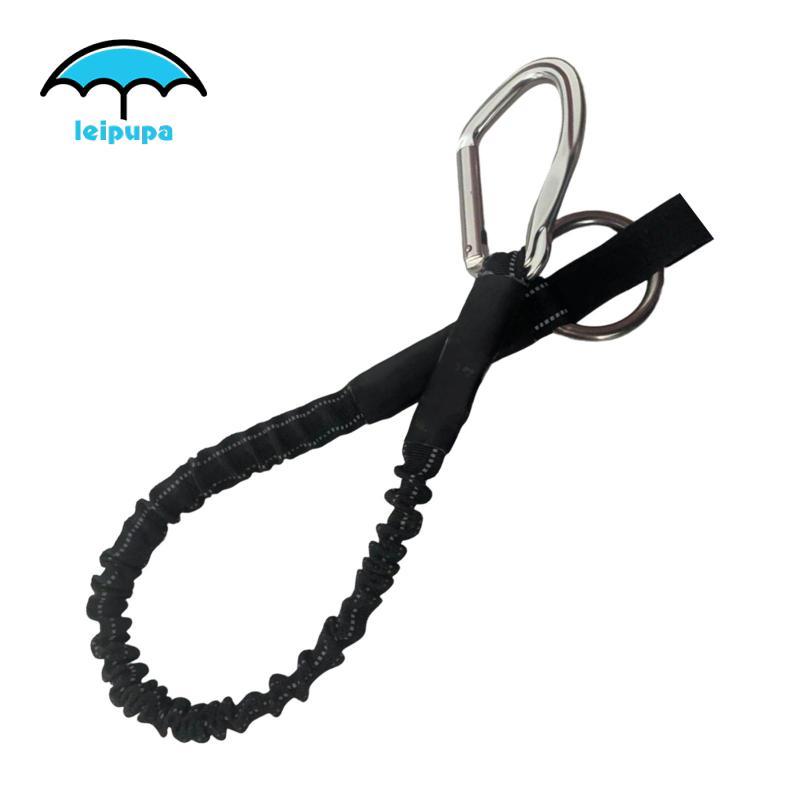 Leipupa Kayak Tow Tether Water Rescue Tow Rope Dây Oxtail với Carabiner Đàn hồi chống mài mòn Lực ké