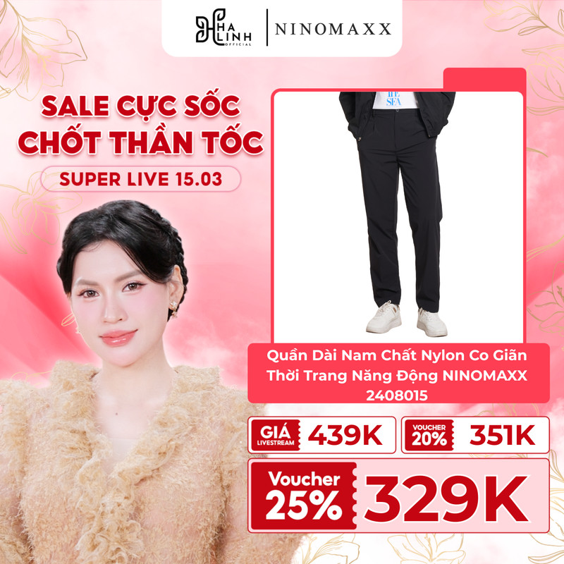 [Võ Hà Linh x NINOMAXX] Quần Dài Nam Chất Nylon Co Giãn Thời Trang Năng Động NINOMAXX 2408015