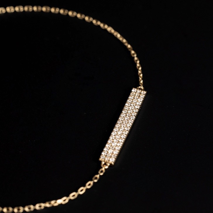 S925 Sterling Silver Bracelet, Square Pendant Glitter Zircon Bracelet Phụ nữ
