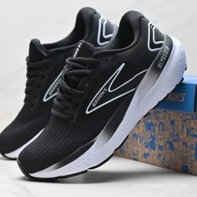 Brooks Glycerin 21 Đệm Marathon Nitơ màu đen trắng