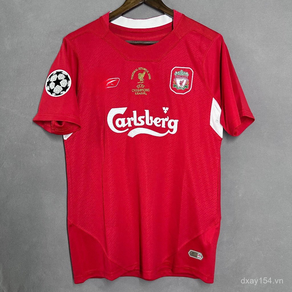 Retro 2004 2005 Liverpool Sân Nhà Bóng Đá GERRRARD Cổ Điển Áo Thể Thao Tay Ngắn Cổ Điển