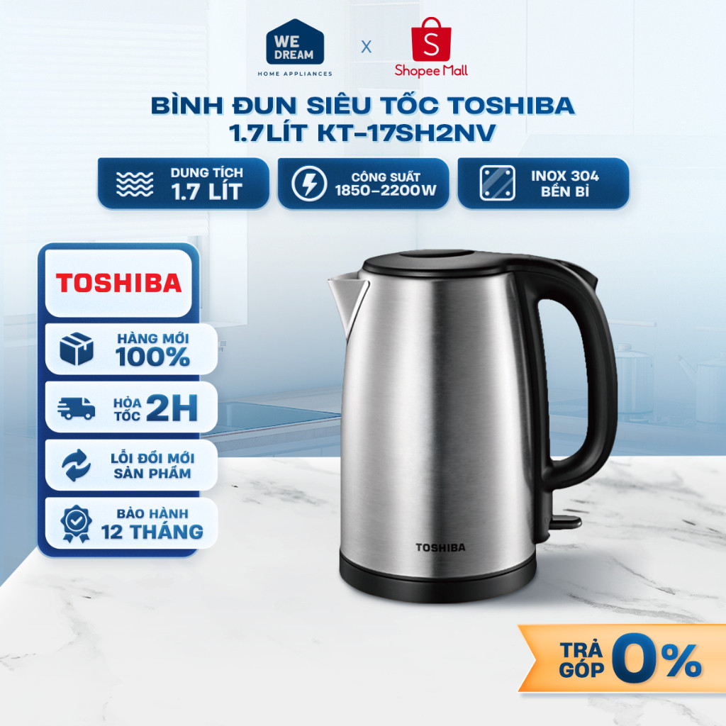 KT-17SH2NV - Bình Đun Siêu Tốc Toshiba 1.7 Lít KT-17SH2NV - Hàng Chính Hãng, Mới 100%