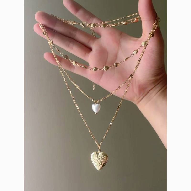 Vintage Vintage "Locket Story" Heart Clavicle Chain 9K6x