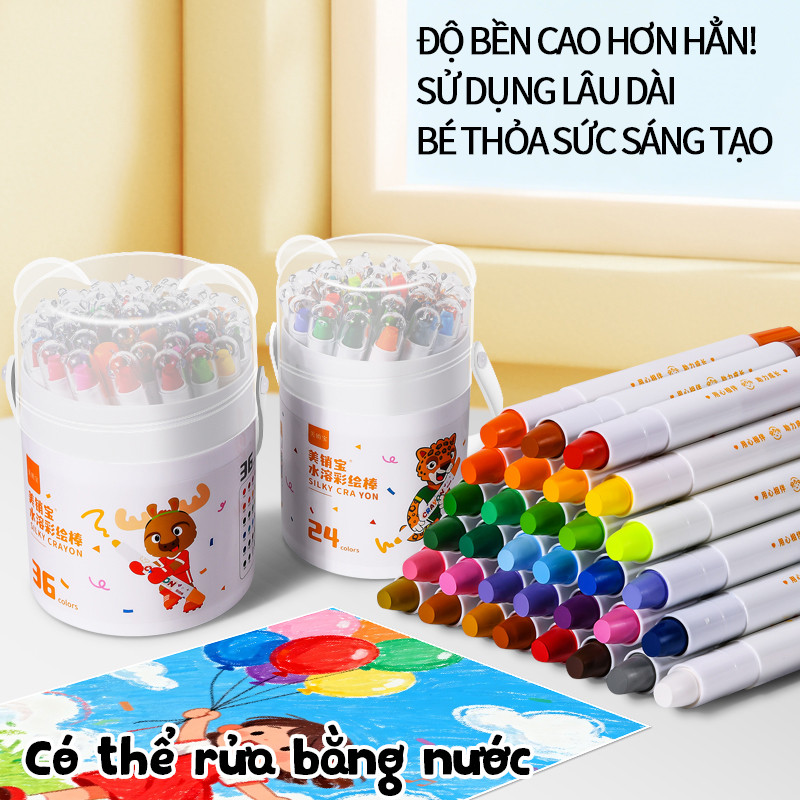 Bút Crayon Dễ Tan Nước Dễ Rửa Silky Cho Trẻ Em 12 24 36 Màu