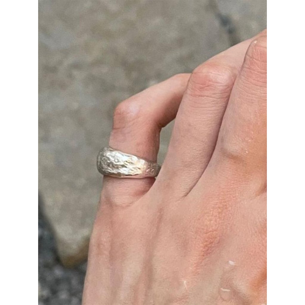 nhẫn bạc nhẫn bạc 925 Nhẫn Bạc 925 Nữ Handmade Búa Họa Tiết Niche, Phong Cách Ins