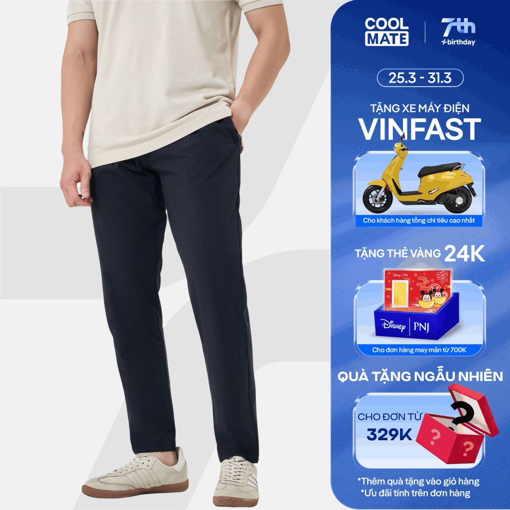 Quần dài nam Daily Pants sợi Sorona, nhuộm Cleandye siêu nhẹ, thoải mái, chống nhăn, chống tia UV - Coolmate