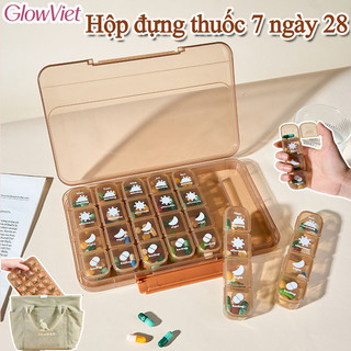 Hộp đựng thuốc 7 ngày 28,Khay Chia Thuốc Trong Suốt Nhiều Ngăn To ngăn tiện lợi,Mang Đi Du Lịch