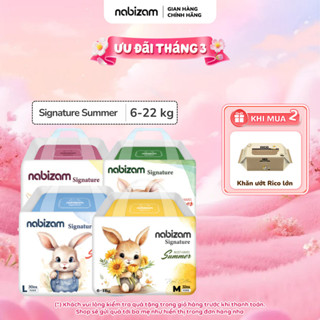 Tã/Bỉm Đêm NABIZAM Signature Summer Đai Chun Cao Cấp, Mỏng Mềm, Siêu Thấm Hút Size Cho Bé 8-22kg