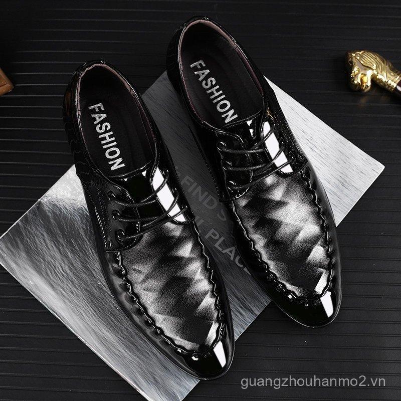 Phong Cách Mới Da Nam Công Sở Trang Trọng Mặc Mũi Nhọn Phong Cách Anh Quốc Size Lớn Giày Nam Màu Đen