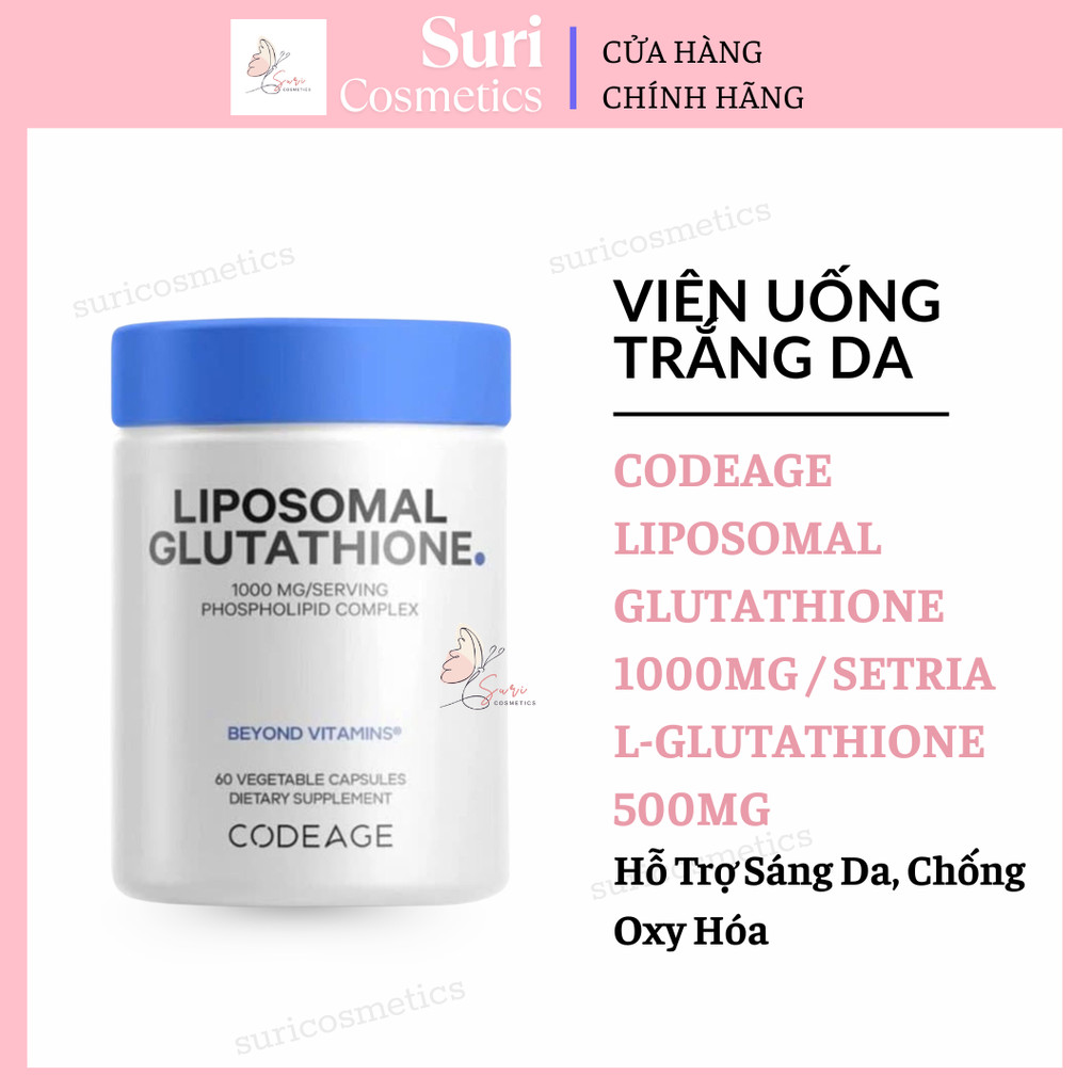 [Công ty] Viên uống trắng da Codeage Liposomal Glutathione Mỹ 1000mg/ Setria L-Glutathione 500mg- 60
