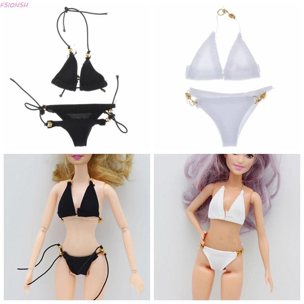Bộ Bikini búp bê FSIONSH, Bộ đồ lót tỷ lệ 1 / 6 Đồ lót áo ngực búp bê, Phụ kiện búp bê Đen Trắng Bé 