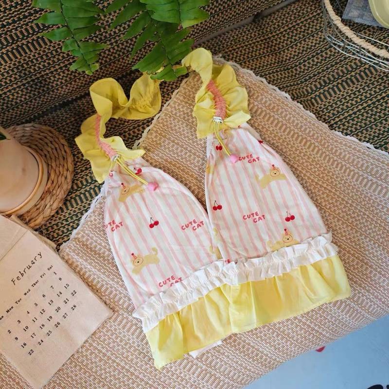 Pet Dog Elbow Pad Clothes Cute Cherry Ornaments Large Dog Knee Pad Anti-Dirty Artifact Pet Clothes F