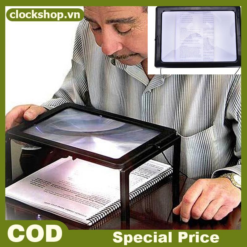 Null Large A4 Page Hands Free 3x Kính lúp có đèn LED đọc sách, không