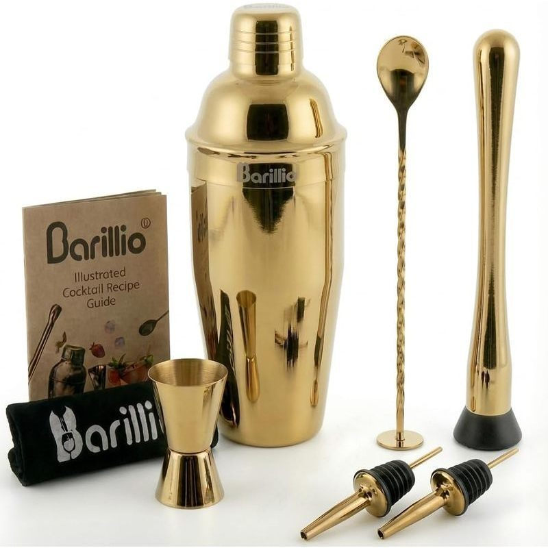 Barillio Mixology Bartender Kit - Bộ bình lắc Cocktail du lịch bằng thép không gỉ có túi - Bộ dụng c