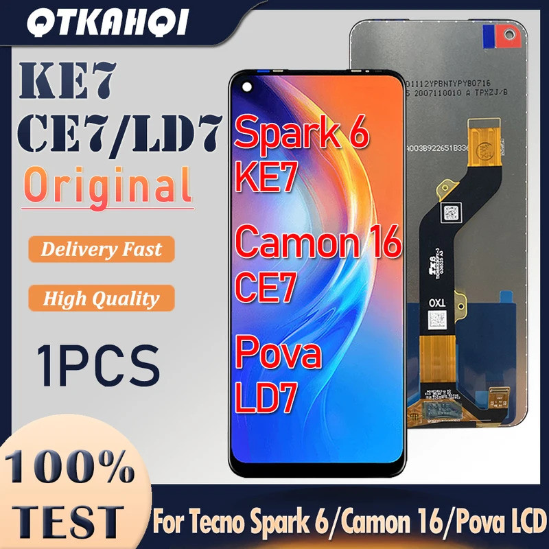 6,8 "Chính Hãng Cho Tecno Spark 6, Camon 16, Pova LCD KE7 CE7 LD7 Màn Hình Có Khung Bộ Số Hóa Cảm Ứn