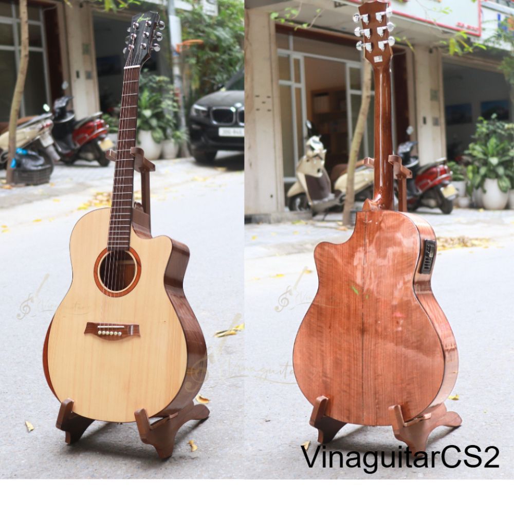 Đàn Guitar Cũ Thanh Lý Acoustic Vinaguitar VG-Co6v Kèm EQ Metb12 Gỗ Còng Cườm - Tặng 12 Phụ Kiện Bao